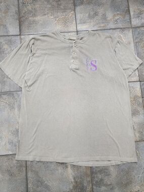 Vintage 90s Kansas State University Large Wildcats Embroidered Henley T Shirt